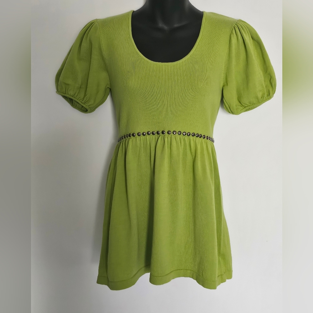 GREEN SWEATER WITH METAL STUD DETAIL